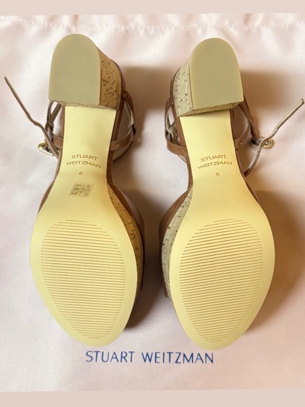 STUART WEITZMAN INGRID PLATFORM SANDAL - BROWN/CORK - SIZE 6 - Picture 6 of 6